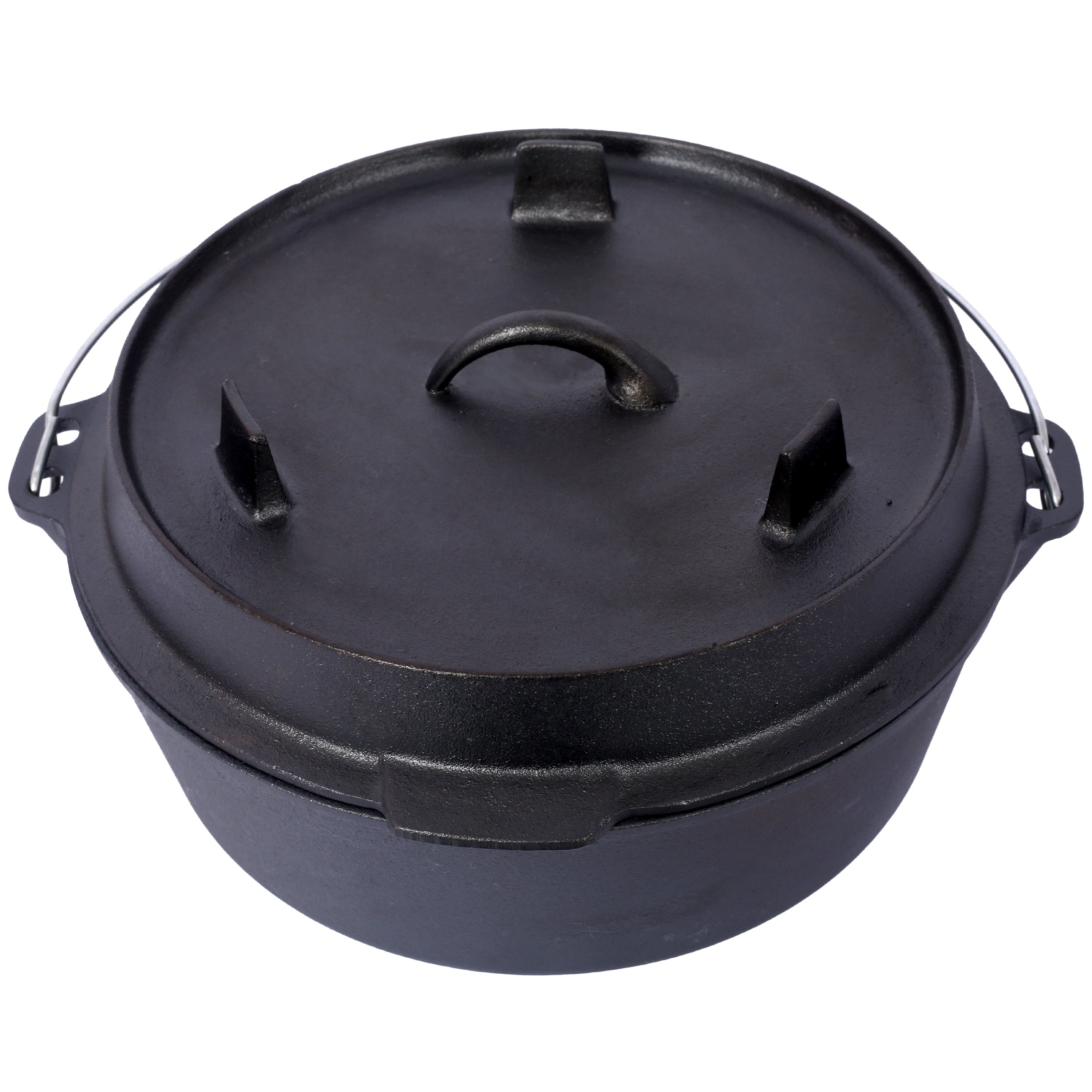 Cast Iron Dutch Oven with Lid, Outdoor Camping Deep Pot for Camping, Cooking, Barbecue and Leg Rest, 6 Quarts