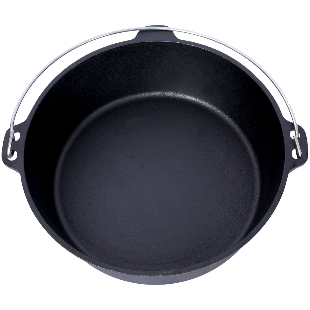 Cast Iron Dutch Oven with Lid, Outdoor Camping Deep Pot for Camping, Cooking, Barbecue and Leg Rest, 6 Quarts