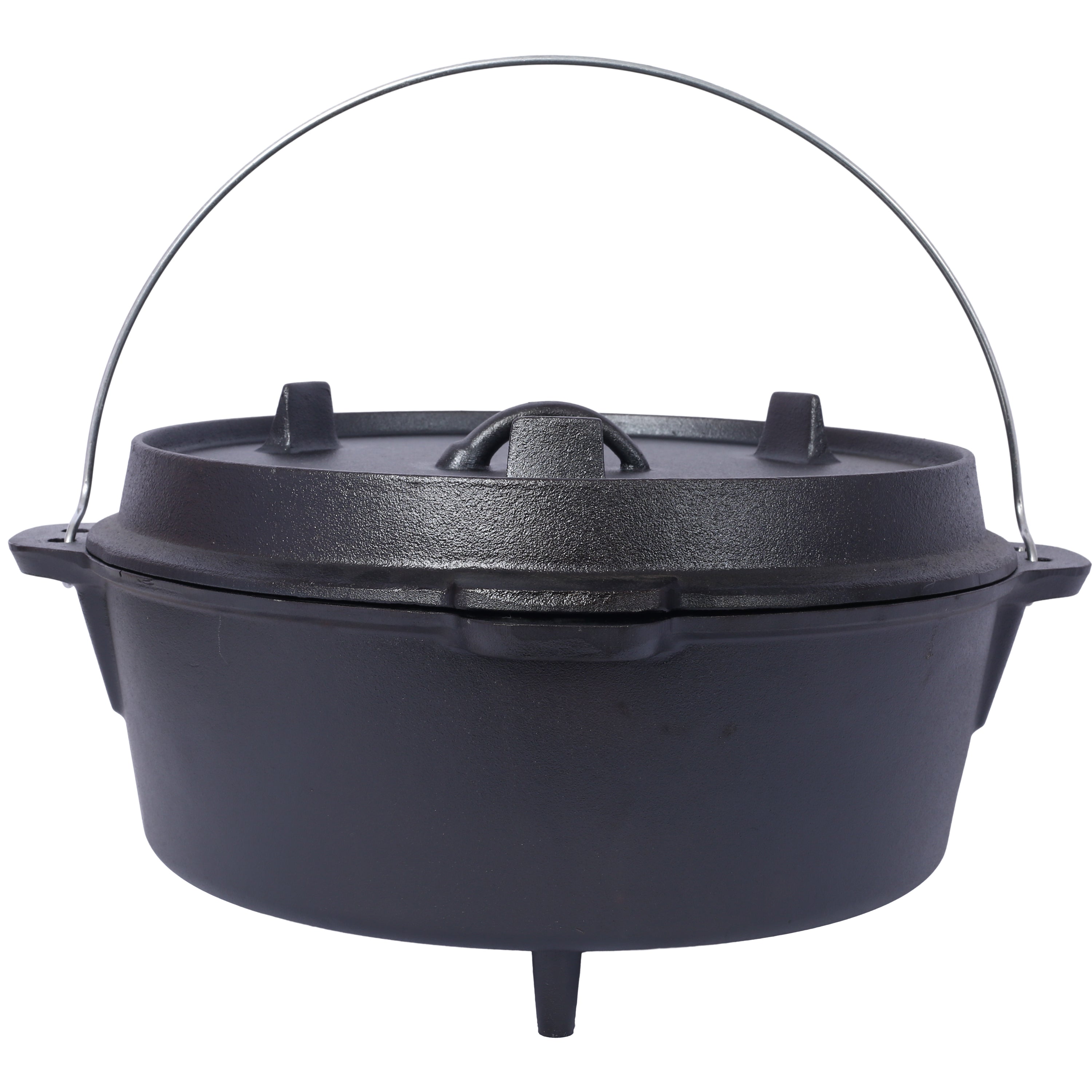 Cast Iron Dutch Oven with Lid, Outdoor Camping Deep Pot for Camping, Cooking, Barbecue and Leg Rest, 12 Quart