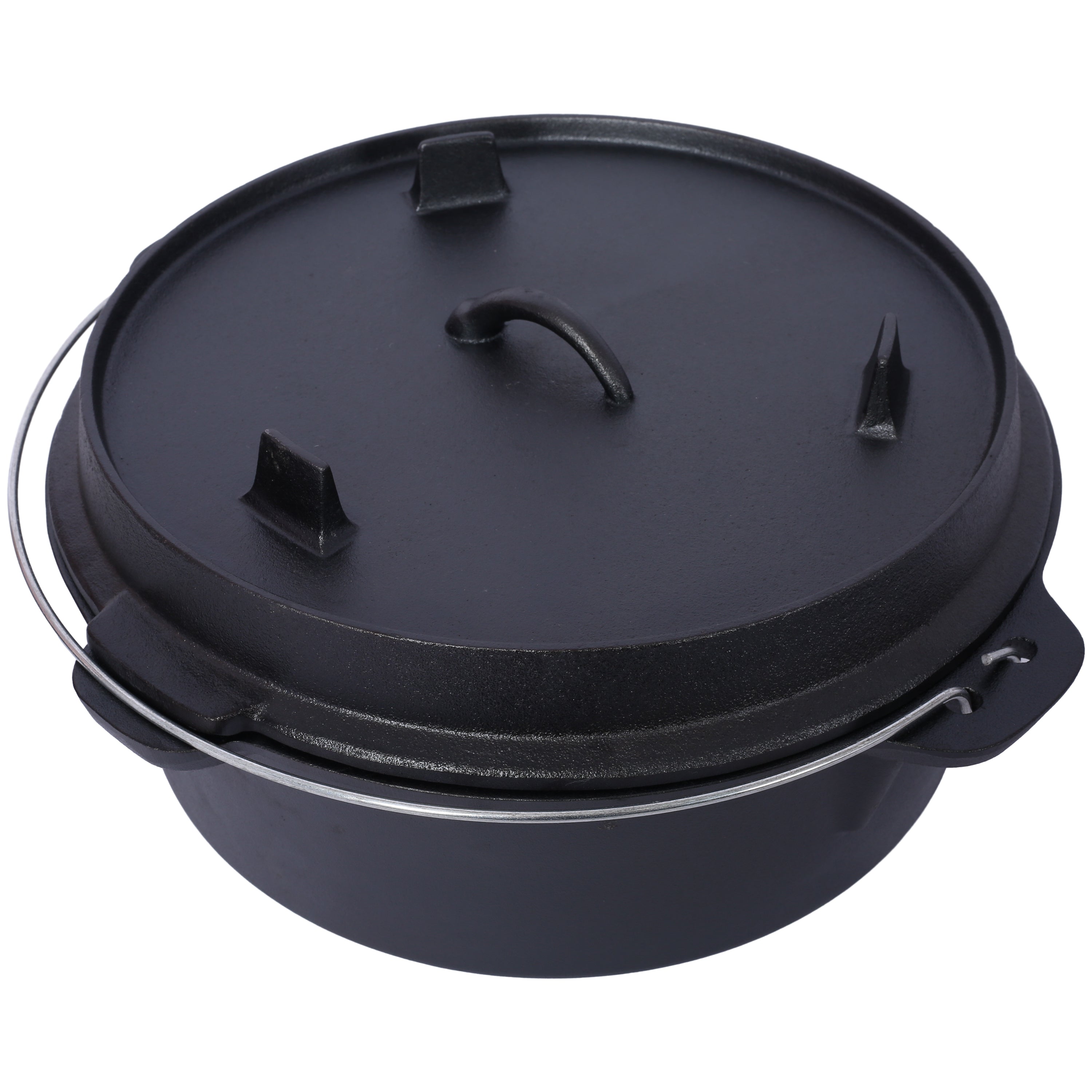 Cast Iron Dutch Oven with Lid, Outdoor Camping Deep Pot for Camping, Cooking, Barbecue and Leg Rest, 12 Quart