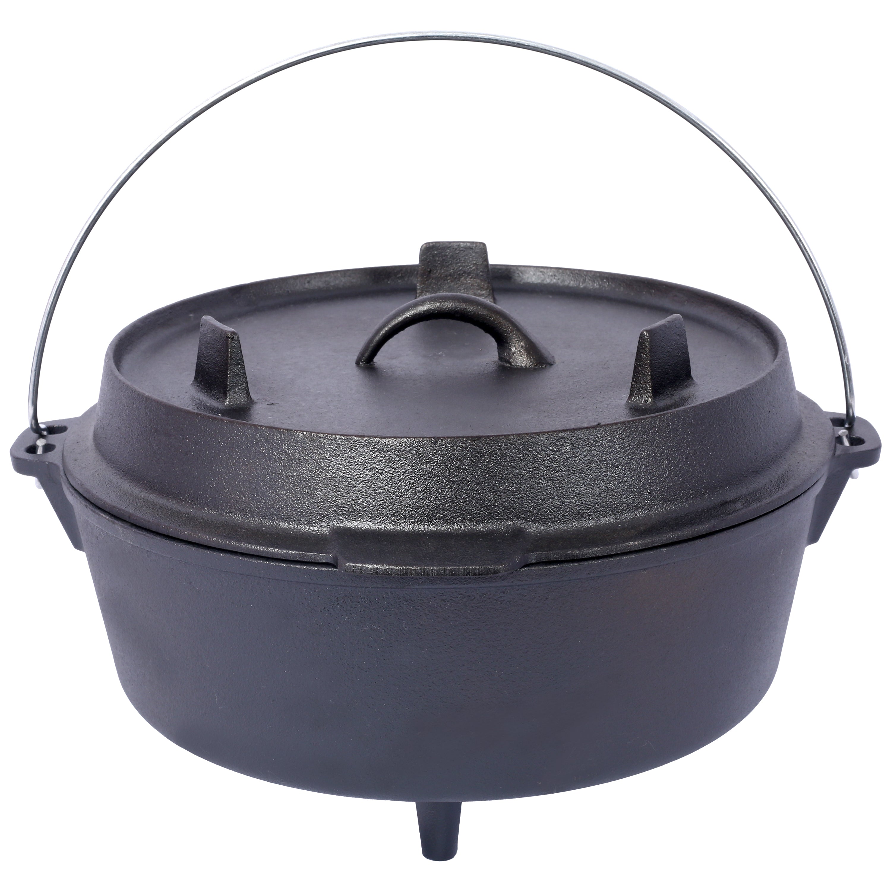 Cast Iron Dutch Oven with Lid, Outdoor Camping Deep Pot for Camping, Cooking, Barbecue and Leg Rest, 6 Quarts