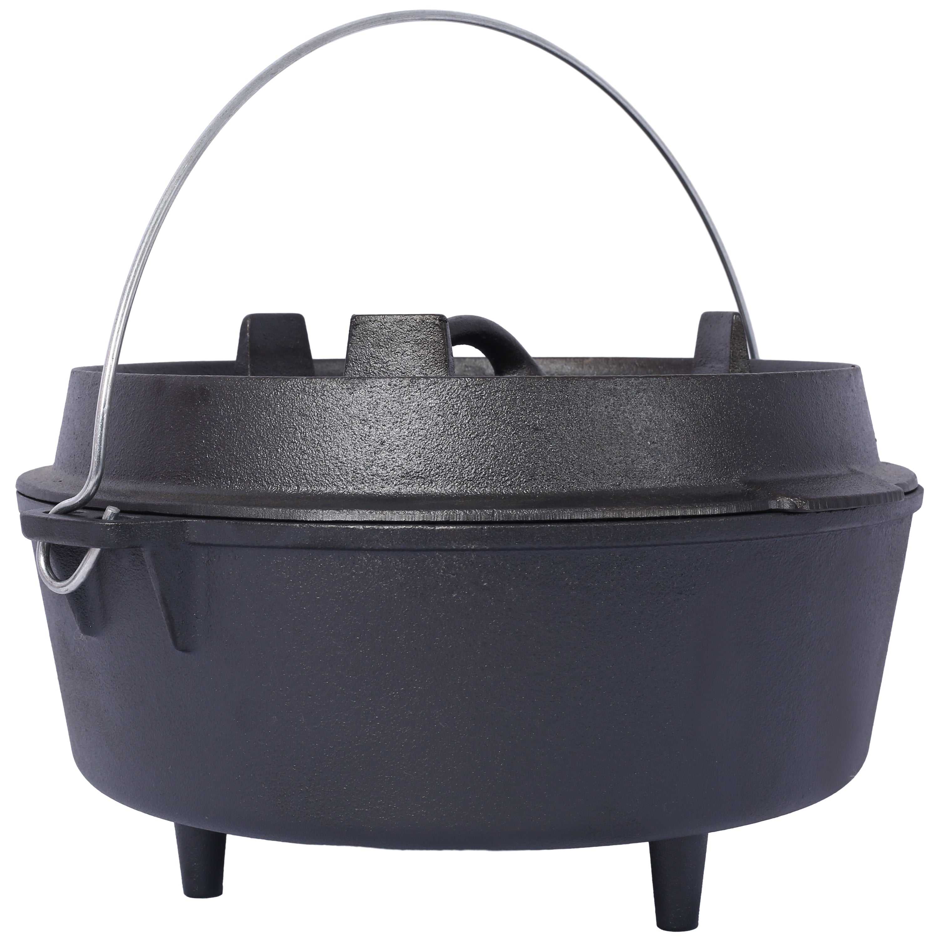 Cast Iron Dutch Oven with Lid, Outdoor Camping Deep Pot for Camping, Cooking, Barbecue and Leg Rest, 12 Quart